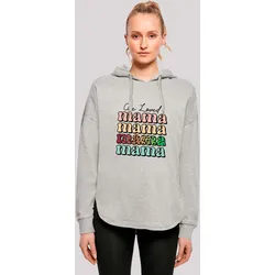 Kapuzenpullover F4NT4STIC "Mothers Day Mama Typography Leopard Print Pastel", Damen, Gr. M, grau, Obermaterial: 100% Baumwolle, casual, oversize, Langarm, Pullover, Premium Qualität