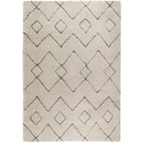 FLAIR RUGS Hochflor-Teppich Imari, rechteckig, Höhe: 30 mm, Berber Optik, Boho, Rauten Muster beige|grau 160 cm x 230 cm x 30 mm