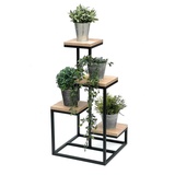 DanDiBo Ambiente DanDiBo Blumentreppe Metall Schwarz Holz 75 cm Pflanzentreppe Blumenständer 96355 Blumensäule Modern Pflanzenständer Blumenhocker