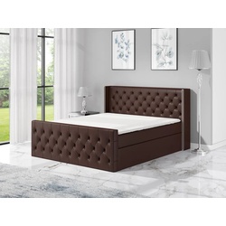 A&J MöbelLand GmbH Boxspringbett GRO mit 2 Bettkästen, Bonell-Matratze und Topper. 200 cm x 200 cm x 106 cm