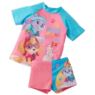 UNITED LABELS Paw Patrol Badeanzug zweiteilig UV Schutz 50+ für Mädchen, Rosa, 98-104, Badebekleidung Kinder mit Shirt und Hose, Bademode - 98-104