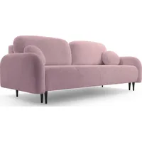 WFL GROUP Sofa mit Bettkasten - Schlafsofa mit Schwarze Metallbeine - 3 Sitzer Sofa Couch mit Schlaffunktion Bettfunktion Skandinavisch Polstergarnitur - Rosa