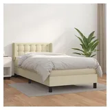 vidaXL Boxspringbett mit Matratze Creme 100x200 cm Kunstleder