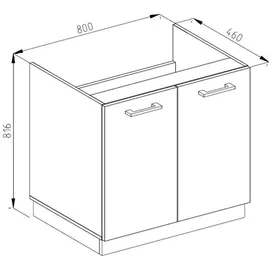 Vicco Spülenschrank R-Line 80 x 46 x 82 cm Weiß