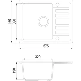 Bergström Granitspüle  57,5 x 46 cm schwarz