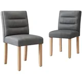 Odikalo Esszimmerstuhl 2er Freizeitstuhl Polsterstuhl Küchenstuhl Eiche Beinrücken grau/weiß grau
