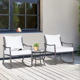 Outsunny Gartengarnitur Schaukelstuhl Set Lounge 3 tlg. Rattan Braun