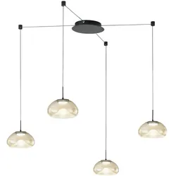 Brena - Cognacfarbene 4-flammige dezentrale Pendelleuchte - Fabas Luce - 40 W dimmbare LED - Dezentrale Montage