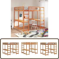 Vidaxl - Hochbett mit Schreibtisch & Leiter Braun 140x200 cm Kiefernholz - Holzbett - Hochbett - Jugendzimmer - Kinderzimmer - Schlafzimmerschrank