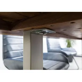 MASSIVMOEBEL24.DE Baumtisch Sheesham 180x90x77 natur sandgestrahlt / U-Beine silber matt FREEFORM 5