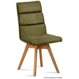 58 aufm Kessel Esszimmerstuhl Küchenstuhl drehbar (2er-Set) Doris 47x92x60 Eiche geölt/Anthrazit (Lieferung bis Verwendungsstelle, 4 St), Stabiles Gestell aus Massivholz pflegeleichter Bezug aus Microfaser grün