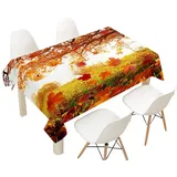 FANSU Tischdecke Wasserdicht Tischwäsche, Rechteckige Wasserabweisend Abwaschbar Herbst Blätter Tischtuch Draussen Küchentischabdeckung für Outdoor Küche Dekoration (140x240cm,Garten)