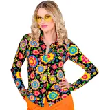 W WIDMANN MILANO Party Fashion - 60er Jahre Bluse für Damen, Hippie, Reggae, Flower Power, Disco Fever, Schlagermove