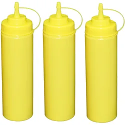 GVK ECO 3 Stück gelbe Quetschflaschen 0,76Liter Dosierflasche Spenderflasche Dressingflasche
