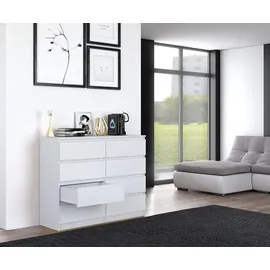Top e shop Topeshop M8 120 BIEL, Weiß, 8 Schublade(n), Partikelbord, Einfarbig, Modern, Partikelbord - Weiß
