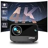 【Elektrischer Fokus/Trapezkorrektur】 Hippus Mini Smart Beamer 4K Heimkino Android Projektor 1080P Full HD WiFi 6 Bluetooth Video Minibeamer Handy kompatibel mit Smartphone/Fire Stick