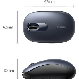 UGREEN kabellose Maus, Ugreen MU105 Wireless Mouse, USB 2.4GHz, Dunkelblau