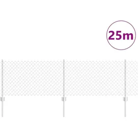 vidaXL Zaun mit Pfosten 0,6 x 25 m Silber/Stahl