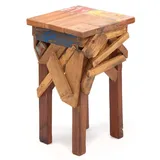 creedwood Hocker Holz 30 x 52 x 30 cm Beige