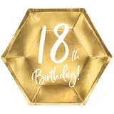 Partydeco Pappteller Happy Birthday #18 | Ø20cm/6Stk. Gold