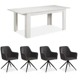 Homestyle4u Esstisch Ausziehbar Massiv mit 4 Stühlen Cord Holz Essgruppe Set Homestyle4u