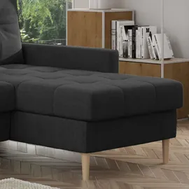möbel punkt Ecksofa OSLO Webstoff Schwarz mit Bett Bettkasten Sofa Schlafsofa Ottomane universell Links oder Rechts