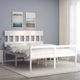 Seniorenbett Mit Kopfteil 160x200 Cm Weiß Massivholz