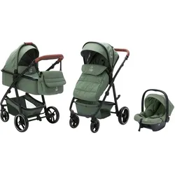 babycab Kombikinderwagen Stockholm Trio-Set (2024) inkl. i-Size Babyschale und Wickeltasche, gruen