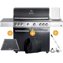 CHEF Paket XL1 Backburner Seitenkocher GRATIS: Cover, Grillplatte, Spieß