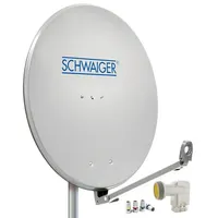 Schwaiger Satellitenschüssel Set Aluminium SAT-Antenne 88cm Quad LNB SunProtect