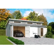 Lasita Maja Blockgarage »Hawaii«, BxT: 820 x 579,6 cm (Außenmaß), Holz - grau