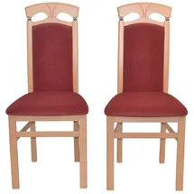 moebel-direkt-online Esszimmerstuhl Massivholzstühle lackiert/gebeizt rot 2er Set