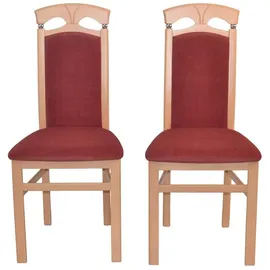 moebel-direkt-online Esszimmerstuhl Massivholzstühle lackiert/gebeizt rot 2er Set