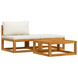 vidaXL Garten-Lounge-Set 3-tlg. natur/creme