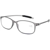 DOOViC Lesebrille Blaulichtfilter 1,75 Rechteckig TR90 Anti Rutsch Grau Computer Brille mit Stärke Lesehilfe/Sehhilfe für Damen/Herren - 1.75