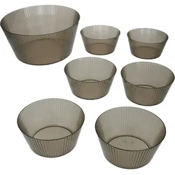 7tlg Set ToGo Kunststoff-Schalen grau 1x 3L & 6x 600ml Camping-Geschirr Outdoor