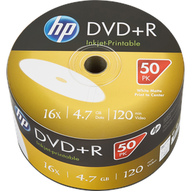 HP DVD+R Rohlinge bedruckbar, 50er Bulk-Pack DVD+R 4,7 GB
