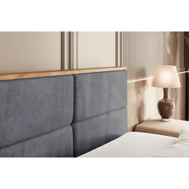 altdecor Boxspringbett mit Matratze Boxbett Topper, Polsterbett mit Bettkasten LOLLI1 - 200x200 Dunkelgrau Casablanca