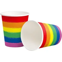 10 Becher Regenbogen mit Bio-Beschichtung Rainbow bunt
