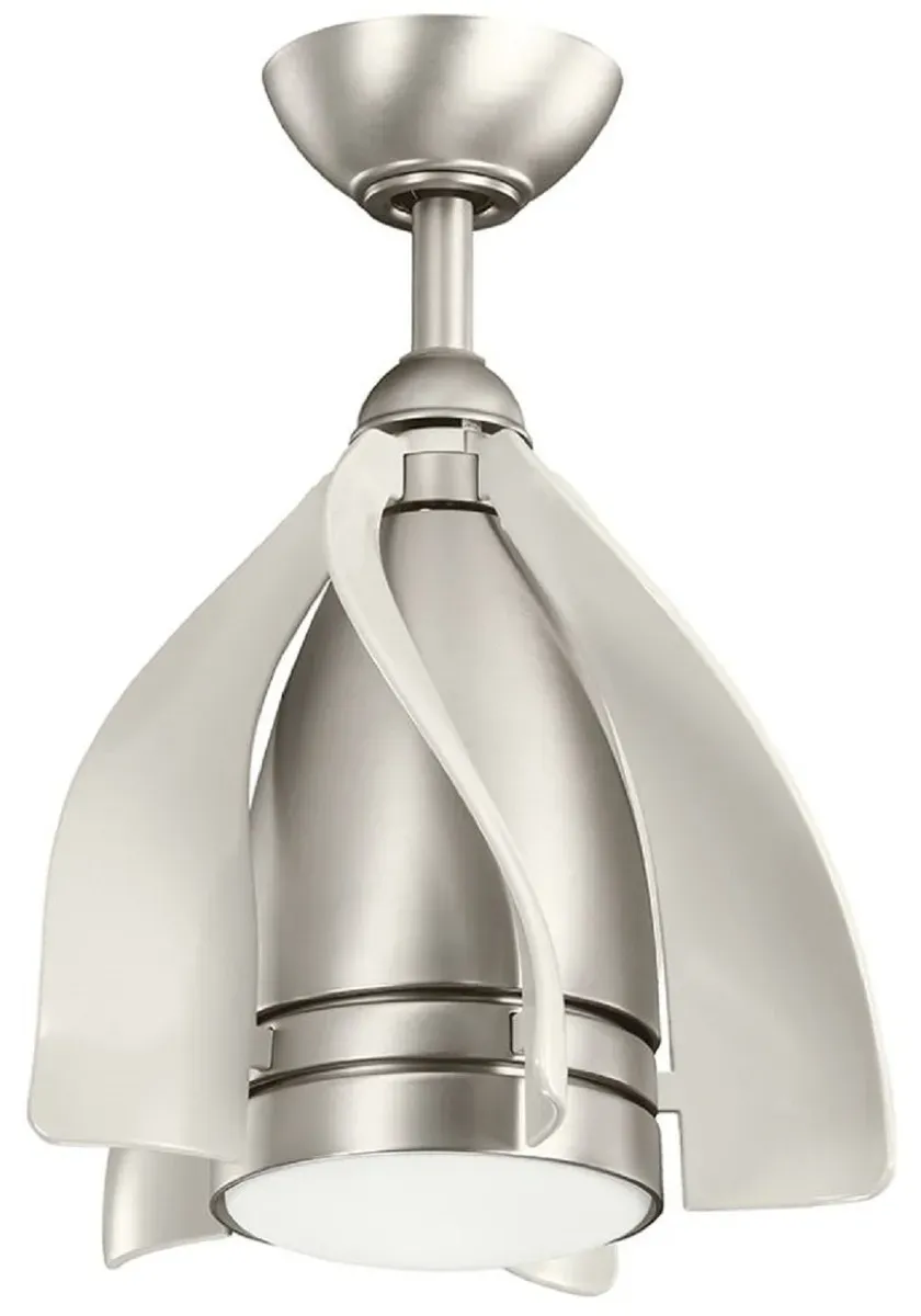 Casa Padrino Designer Deckenventilator mit LED Beleuchtung und Fernbedienung Silber / Champagnerfarben Ø 38 cm - Luxus Qualität