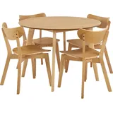 VCM Ebuy24 Roxby Essgruppe Tisch mit 4 Stühlen natur, Eiche.