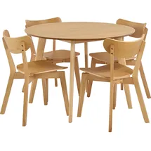 VCM Ebuy24 Roxby Essgruppe Tisch mit 4 Stühlen natur, Eiche.