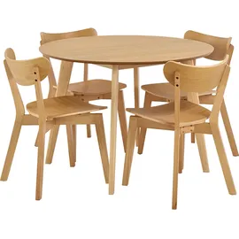 VCM Ebuy24 Roxby Essgruppe Tisch mit 4 Stühlen natur, Eiche.
