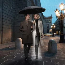 shop'n smile ideoon Faltbarer Regenschirm mit LED-Taschenlampe, Ø105 cm, schwarz: Ein perfekter Allwetter-Begleiter für Dunkelheit & Regenschauer