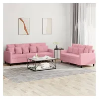 VidaXL 2-tlg. Sofagarnitur mit Kissen Rosa Samt