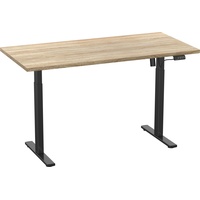 VCM Schreibtisch sonoma-eiche rechteckig, T-Fuß-Gestell schwarz 110,0 x 50,0 cm