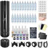Biomaser Wireless Machine Set 1800 mAh Akku Wireless Maschine Pen Complete Maschine Set mit 20 Stück Nadel 10 Stück Tinte Hautverband üben für Anfänger und Künstler