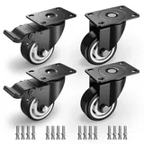 HOLKIE 75 mm Schwerlastrollen bis 450 kg - 4er Set Möbelrollen Schwerlast mit Bremsen - Transportrollen - Rollen für Möbel - Lenkrollen für innen und außen