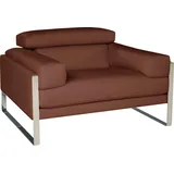 Calia Italia Sessel "Romeo Loungesessel", braun (karma 601 choccolate), B:107cm H:67cm T:105cm, AnilinLEDER Karma gewachst (echtes Rindsleder), Sessel, Sessel, extravaganter Designsessel