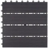 Mendler WPC Bodenfliese Rhone, Holzoptik Balkon/Terrasse, 11x je 30x30cm = 1qm ~ Premium, anthrazit linear